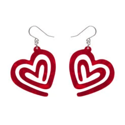 Heart Maze Drop Earrings By Erstwilder In Multiple Colors -MODERN MILLIE Shop EECS105HeartMazeRippleDropEarrings Red 1