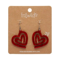 Heart Maze Drop Earrings By Erstwilder In Multiple Colors -MODERN MILLIE Shop EECS105HeartMazeRippleDropEarrings Red 2