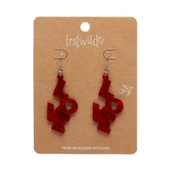 LOVE Drop Earrings By Erstwilder In Multiple Colors -MODERN MILLIE Shop EECS108LOVERippleDropEarrings Red 2