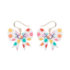 Polka Drop Bow Drop Essential Earrings By Erstwilder In Multiple Colors 4 Polka Drop Bow Drop Essential Earrings By Erstwilder In Multiple Colors -MODERN MILLIE Shop EEDA101PolkaDotBowDropEarrings White 1