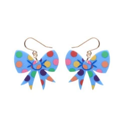 Polka Drop Bow Drop Essential Earrings By Erstwilder In Multiple Colors 6 Polka Drop Bow Drop Essential Earrings By Erstwilder In Multiple Colors -MODERN MILLIE Shop EEDA103PolkaDotBowDropEarrings Blue 1