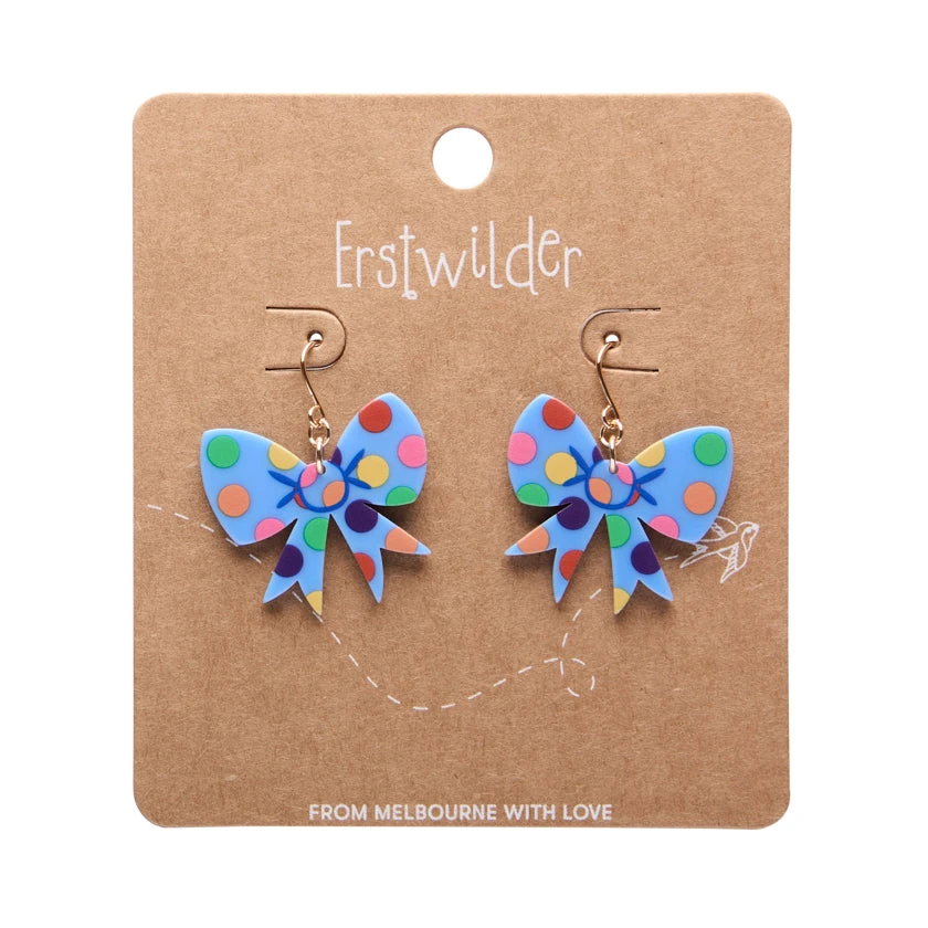 Polka Drop Bow Drop Essential Earrings by Erstwilder in Multiple Colors Polka Drop Bow Drop Essential Earrings By Erstwilder In Multiple Colors -MODERN MILLIE Shop EEDA103PolkaDotBowDropEarrings Blue 2