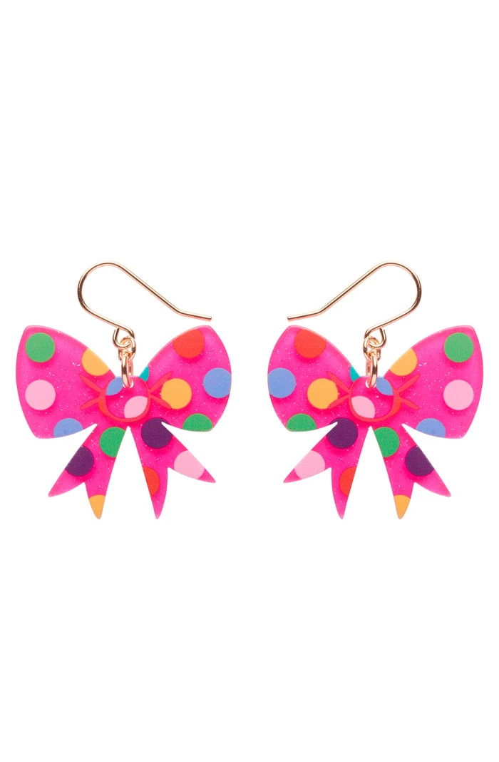 Polka Drop Bow Drop Essential Earrings by Erstwilder in Multiple Colors Polka Drop Bow Drop Essential Earrings By Erstwilder In Multiple Colors -MODERN MILLIE Shop EEDA104PolkaDotBowDropEarrings Pink 1