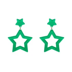 Double Star Drop Essential Earrings By Erstwilder In Multiple Colors -MODERN MILLIE Shop EEDA106DoubleStarDropEarrings Green 1