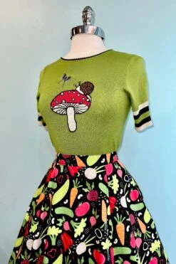 Green Moth Snail And Mushroom Knit Pullover Sweater By Voodoo Vixen -MODERN MILLIE Shop EFD36786 8B91 45A0 A2E4 65B84D94A40B