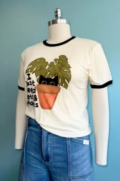 I Just Need Cats And Plants Ringer T-Shirt In Off-White -MODERN MILLIE Shop F0D7520E 9F77 436E ADFC 29DA793524CD