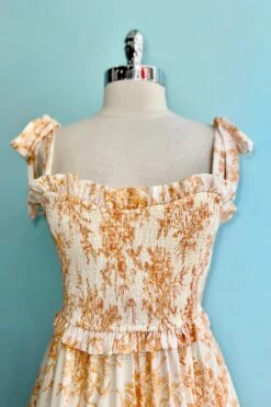 Amber And White Toile Smocked Midi Dress -MODERN MILLIE Shop F62B5459 A572 4978 9F60 C04DCC7E96A7