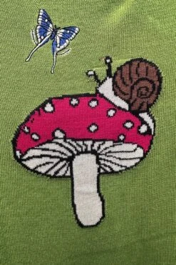 Green Moth Snail And Mushroom Knit Pullover Sweater By Voodoo Vixen -MODERN MILLIE Shop F62FBFD0 AFED 4373 9FDA C4ACB34A3A1A