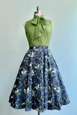Green Nocturnal Moth Full Skirt By Eva Rose
