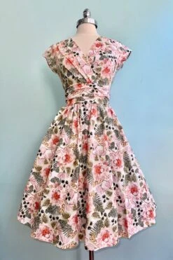 Pink And Green Floral Greta Dress By Retrolicious