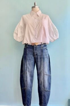 White Cropped Embroidered Sleeve Button Down Top -MODERN MILLIE Shop F7DBE368 04A1 434D 8BA2 CC9685ADF9EA