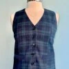 Navy And Green Plaid Vest By Molly Bracken