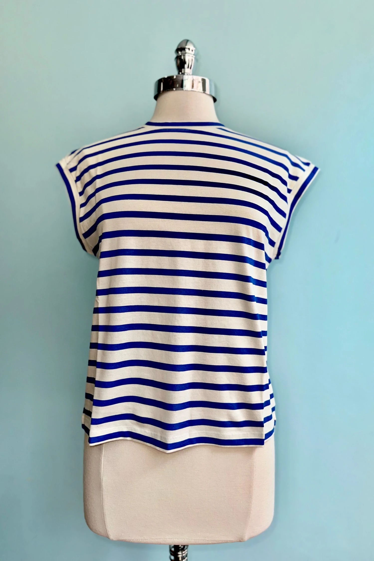 Blue and White Striped T-Shirt Top by Compania Fantastica Blue And White Striped T-Shirt Top By Compania Fantastica -MODERN MILLIE Shop F881C3D2 A6A4 4BE7 897B C3E1842CB810 scaled