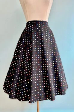 Black Multi Polka-Dot Full Skirt By Tulip B.