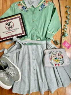 Green Seersucker Mini Shirt Dress -MODERN MILLIE Shop FAC6CBD6 E0B8 4B95 A80C 3497997AB674