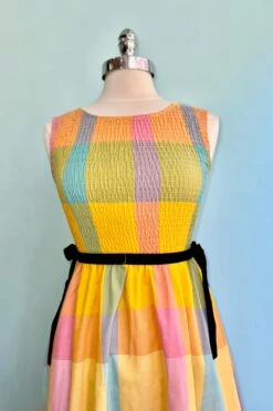 Check Plaid Smocked Bodice Midi Dress -MODERN MILLIE Shop FBDC487A EDD9 405C B96C 611738BBD730