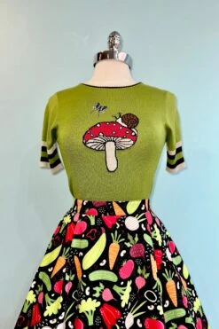 Green Moth Snail And Mushroom Knit Pullover Sweater By Voodoo Vixen -MODERN MILLIE Shop FC961F4E 492C 454C B8D3 7D33D47080E8