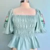 Aqua Embroidered Puff Sleeve Peplum Top -MODERN MILLIE Shop FE62254A 3FFA 4802 8E2E 3E4304BE920D