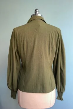 Puff Sleeve Bonnie Blouse In Olive By Banned -MODERN MILLIE Shop FE7C179A 1FE9 4E44 9395 89B866C3D9A7