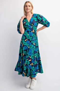 Emerald And Navy Balloon Sleeve Wrap Dress -MODERN MILLIE Shop FEB0472B 68E5 4DF3 ADD4 22185B352220