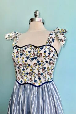 Blue Floral And Striped Print Midi Dress 7 Blue Floral And Striped Print Midi Dress -MODERN MILLIE Shop FF4C7CC2 4C5D 4415 9724 63FCC2745490