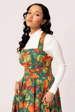 Autumn Leaves Pinafore Dress By Hell Bunny -MODERN MILLIE Shop H40421 AUTUMN PINAFORE DRESS GRN 7 Large 3cbc6351 95fb 4ec7 9c0d 4754c4f52411