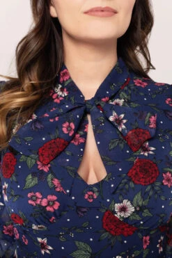 Camellia Navy Floral Mini Dress By Hell Bunny -MODERN MILLIE Shop H40424 CAMELLIA MINI DRESS BLU 2 Large 495e347c a877 45b0 90f5 81c591a2b580