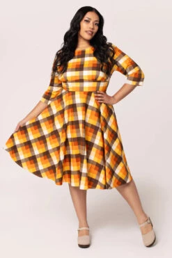 Darlene Orange Plaid Dress By Hell Bunny -MODERN MILLIE Shop H40425P DARLENE DRESS MLT 6 Large f869c6d4 2086 4d78 bd1d 6e75fc25aacf