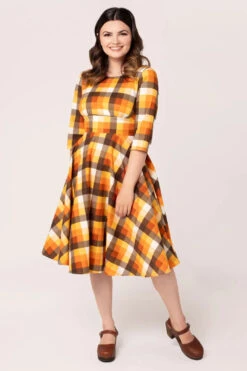 Darlene Orange Plaid Dress By Hell Bunny -MODERN MILLIE Shop H40425 DARLENE DRESS MLT 1 Large dae3a145 5afd 4ca6 b315 3d4834e7991d