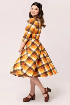 Darlene Orange Plaid Dress By Hell Bunny -MODERN MILLIE Shop H40425 DARLENE DRESS MLT 4 Large a7a71ec2 accc 4d3a 8b85 035d49376542