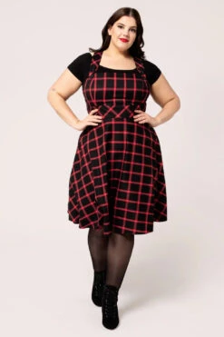 Red Plaid Janine Pinafore Dress By Hell Bunny -MODERN MILLIE Shop H40431P JANINE PINAFORE DRESS BKR 001 Large 8ed94a36 f0de 4879 a655 2d3b38eaaee9