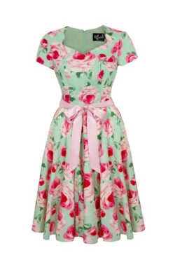 Camille Mint And Rose Floral Dress By Hell Bunny -MODERN MILLIE Shop H40472 CAMILLE DRESS 010 Large 596c889f 2e01 435d 8e0e 8dee8a51f756