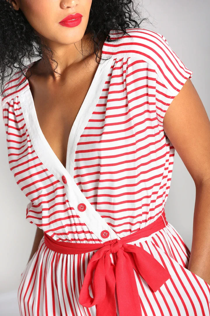 Ahoy Red Striped Jumpsuit by Hell Bunny Ahoy Red Striped Jumpsuit By Hell Bunny -MODERN MILLIE Shop H50331 ahoy jumpsuit red 34
