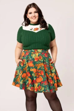 Autumn Pumpkin Sweater By Hell Bunny -MODERN MILLIE Shop H50344P AUTUMN SKIRT GRN 001 Large a0cfdf77 5429 4091 b619 521936345865