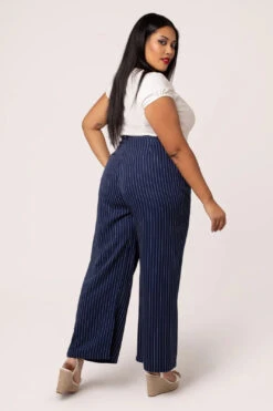 Navy Pinstripe Wide Leg Costello Pants By Hell Bunny -MODERN MILLIE Shop H50371P COSTELLO TROUSERS NVY 003 Large 78fbecd2 32d0 4bff 9580 501c5cefc2ec