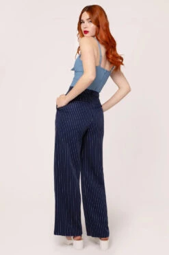 Navy Pinstripe Wide Leg Costello Pants By Hell Bunny -MODERN MILLIE Shop H50371 COSTELLO TROUSERS NVY 004 Large 479a1d9b 3832 4678 b7d2 bc025eda4054