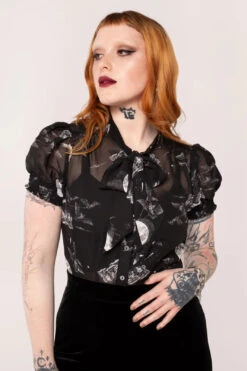 Over The Moon Button Down Blouse By Hell Bunny -MODERN MILLIE Shop H60332 OVER THE MOON BLOUSE BLK 002 Large 6ea7d21f 8a5c 4d9b a160 85c32d507ccf