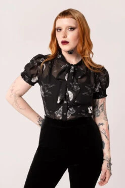 Over The Moon Button Down Blouse By Hell Bunny -MODERN MILLIE Shop H60332 OVER THE MOON BLOUSE BLK 003 Large 0fc73667 c072 4a6d 9de5 01b953b8ac81