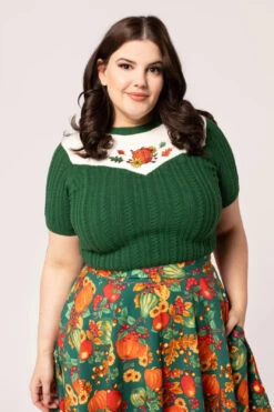 Autumn Pumpkin Sweater By Hell Bunny -MODERN MILLIE Shop H60333P AUTUMN TOP GRN 001 Large 96b39474 1c4a 4e24 9b66 7d57f6b1c870