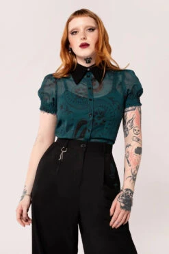 Venom Top In Green By Hell Bunny -MODERN MILLIE Shop H60335 VENOM BLOUSE BLK 003 Large a04fa944 4b15 4aec ae28 971f4b87d1ae