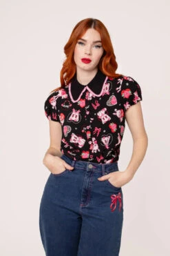 Not Into You Blouse By Hell Bunny -MODERN MILLIE Shop H60356 NOT INTO YOU BLOUSE 003 Large 26ce0bf1 8b11 4fba ae1b 0de29b5a133d