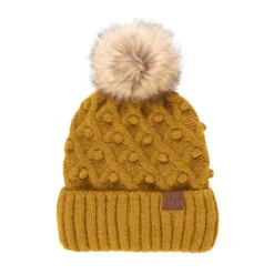 Bobble Beanie Hat In Multiple Colors! -MODERN MILLIE Shop Hat3836 MUSTARD