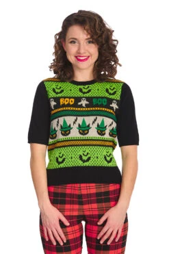 Spooky Boo Short Sleeve Sweater By Banned -MODERN MILLIE Shop JP57103GRNTR31144ORANGE1420 6e50c996 5ad4 4464 84d9 c6e733bf2125