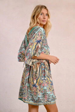 Paisley Silky Caftan Dress By Molly Bracken -MODERN MILLIE Shop LAB156DEGREENBLOOMA2981 1