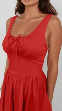 Red Lolita Midi Dress By Timeless London -MODERN MILLIE Shop Lolita Red Detail 1