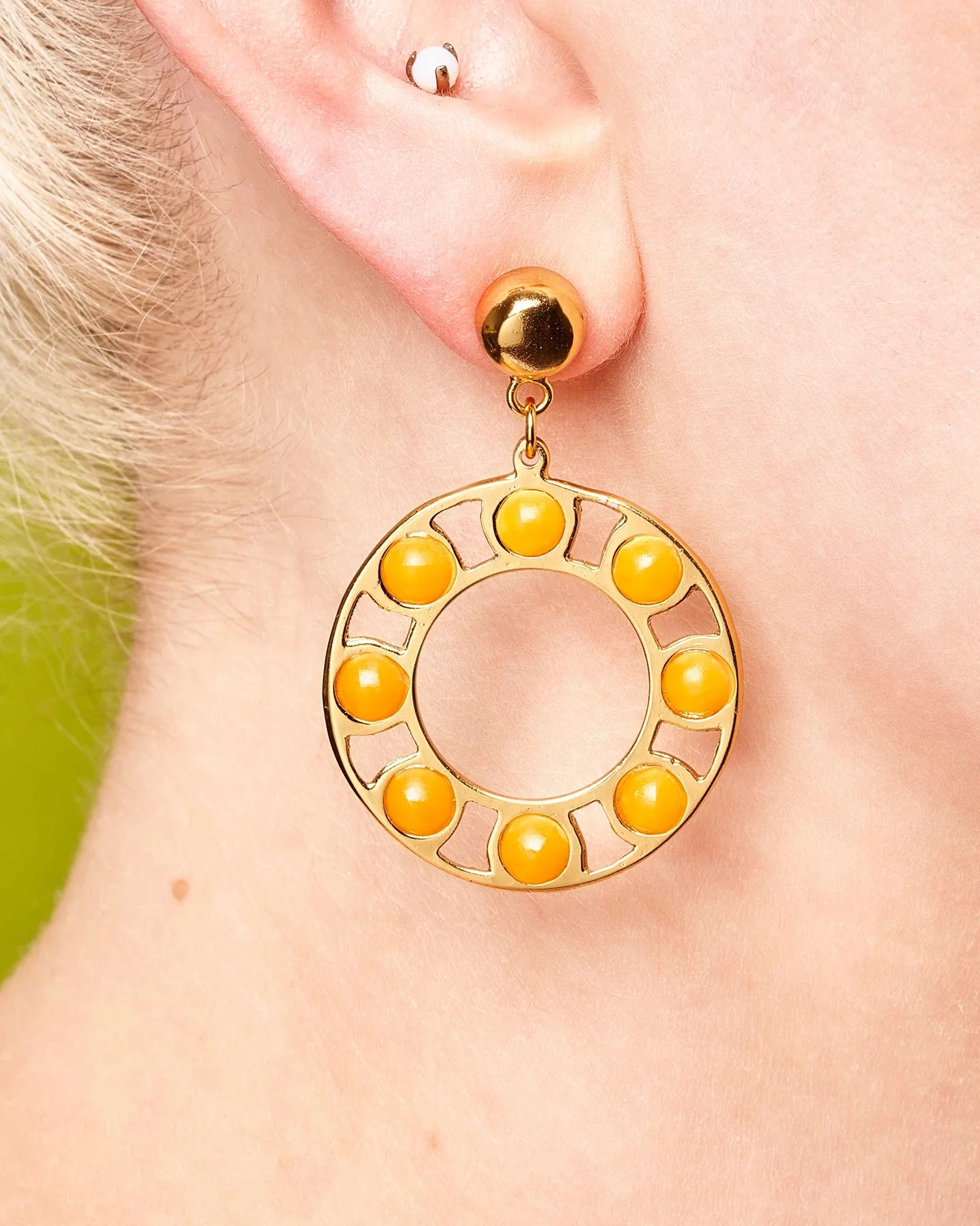 Fiery Drop Hoop Earrings by Splendette Fiery Drop Hoop Earrings By Splendette -MODERN MILLIE Shop ORANGE EARRING copy