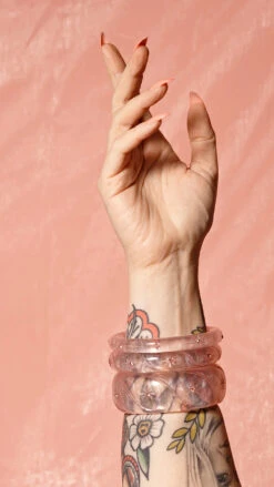 Pink Chiffon Narrow Bangle Bracelet By Splendette -MODERN MILLIE Shop PINK BG PINK BANGLES copy