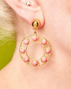 Cosmo Drop Hoop Earrings By Splendette -MODERN MILLIE Shop PINK EARRING copy