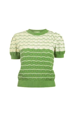 Green Shell Eve Pullover Top By Palava -MODERN MILLIE Shop Palava Eve Knitted Top Green Shell 1