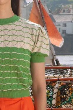 Green Shell Eve Pullover Top By Palava -MODERN MILLIE Shop Palava Eve Knitted Top Green Shell 3